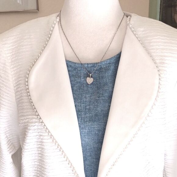 NWT Maya Brooke White Textured Jacket - Picture 2 of 10